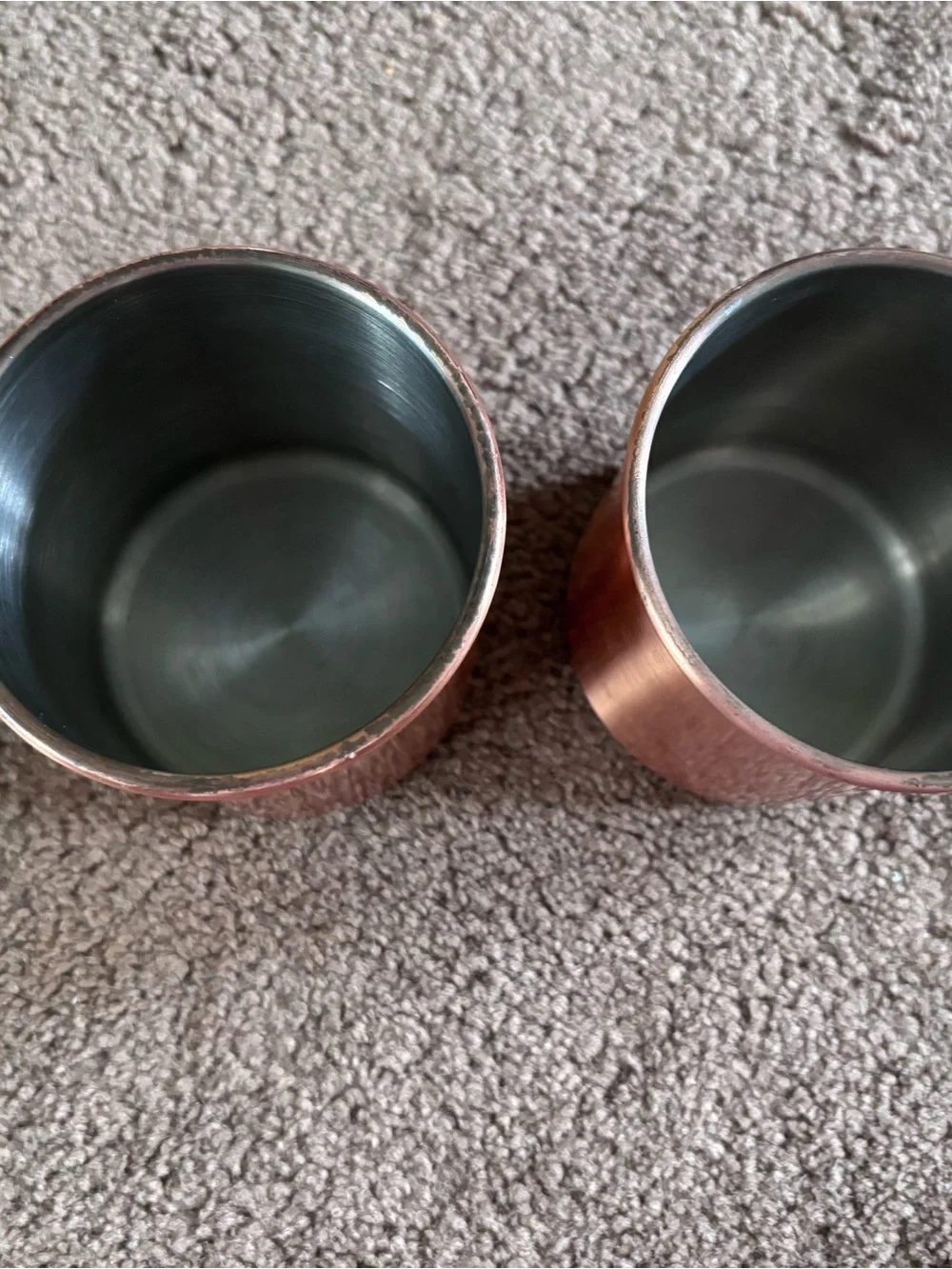 Set of 2 Copper-Tone Stainless Steel Mugs with Silver Handles